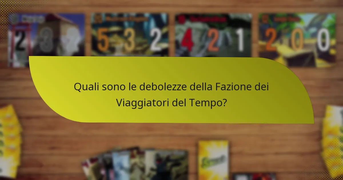 Quali sono le debolezze della Fazione dei Viaggiatori del Tempo?