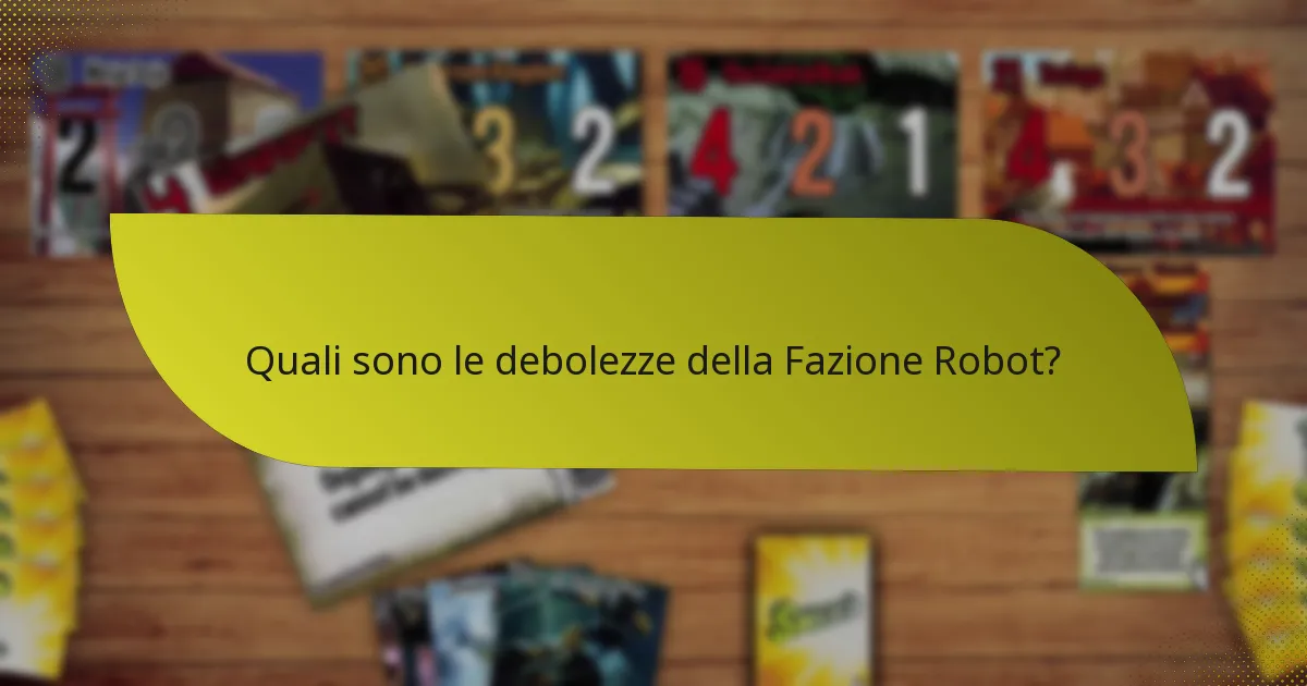 Quali sono le debolezze della Fazione Robot?